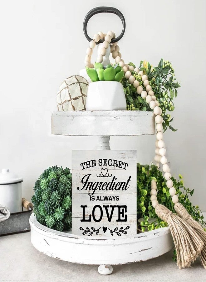 MAVOTEN Secret Ingredient is Always Love Kitchen Quote Wood Box Sign Rustic Wooden Box Sign Farmhouse Home Kitchen Desk Shelf Decor (5 X 5 Inch) - Image 4